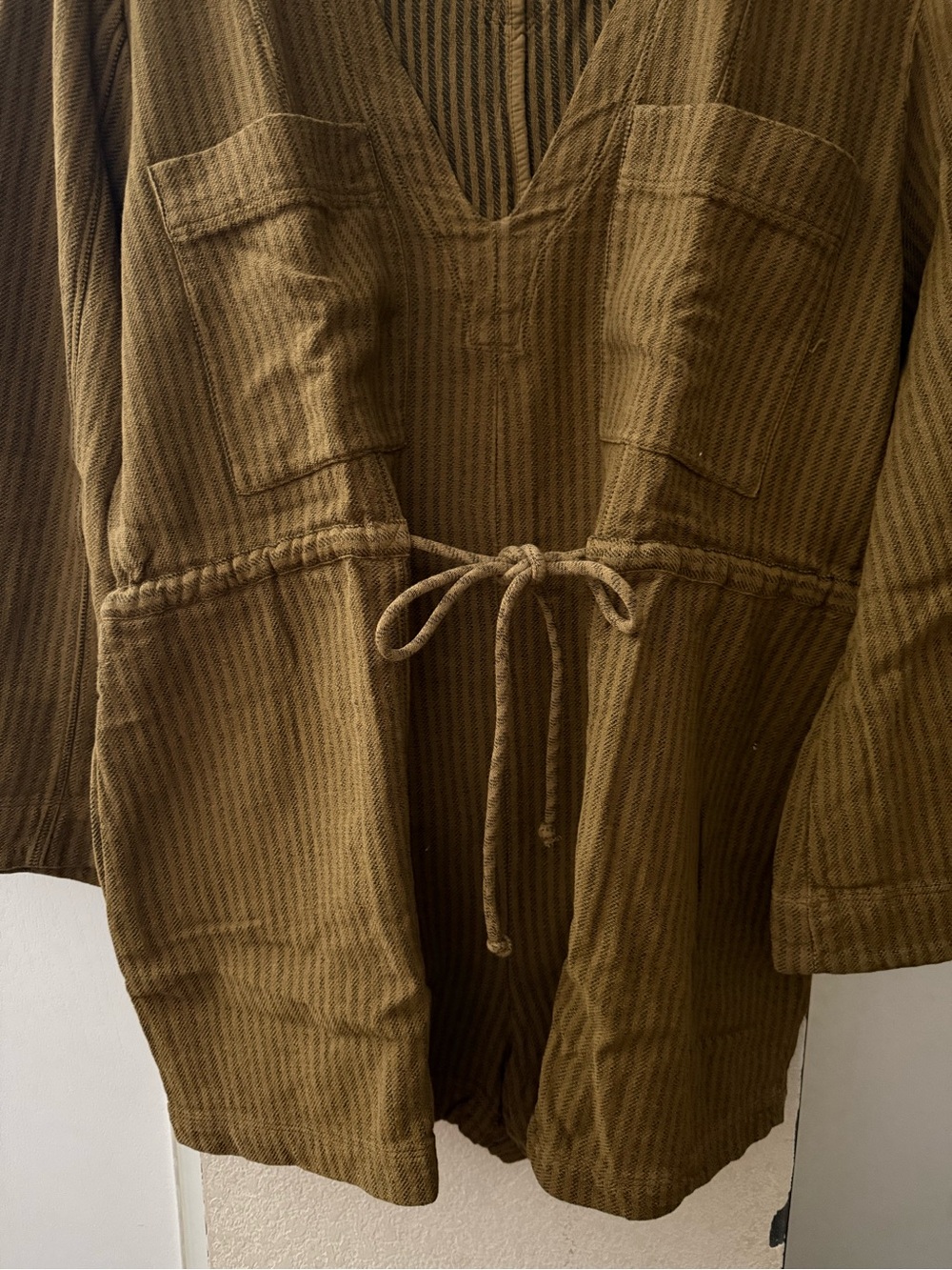 Free People Solstice Washed Shortall Romper Brown Viper L - Picture 3 of 9